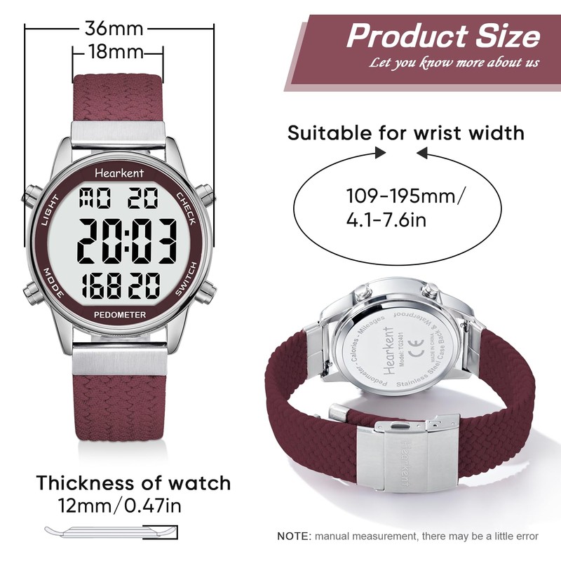 Ladies Pedometer Watch for Walking-Step Tracker Watch with Calories Counter-Non