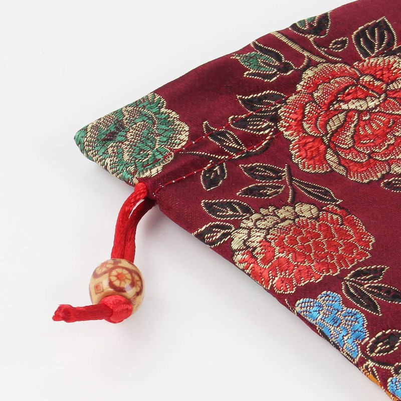 kilofly 14 pc Silk Brocade Jewelry Bag Double Layer Drawstring
