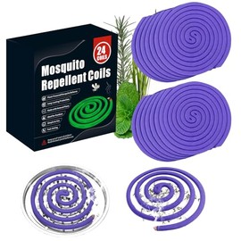 24 Coils Mosquito Repellent Coils with 6 Metal Stands & 1 Holder, Citronella Incense Mosquito Coils for Outdoor Patio Yard Camping, Long Lasting 6-8 Hrs Mosquito Incense with Plant-Based Ingredients