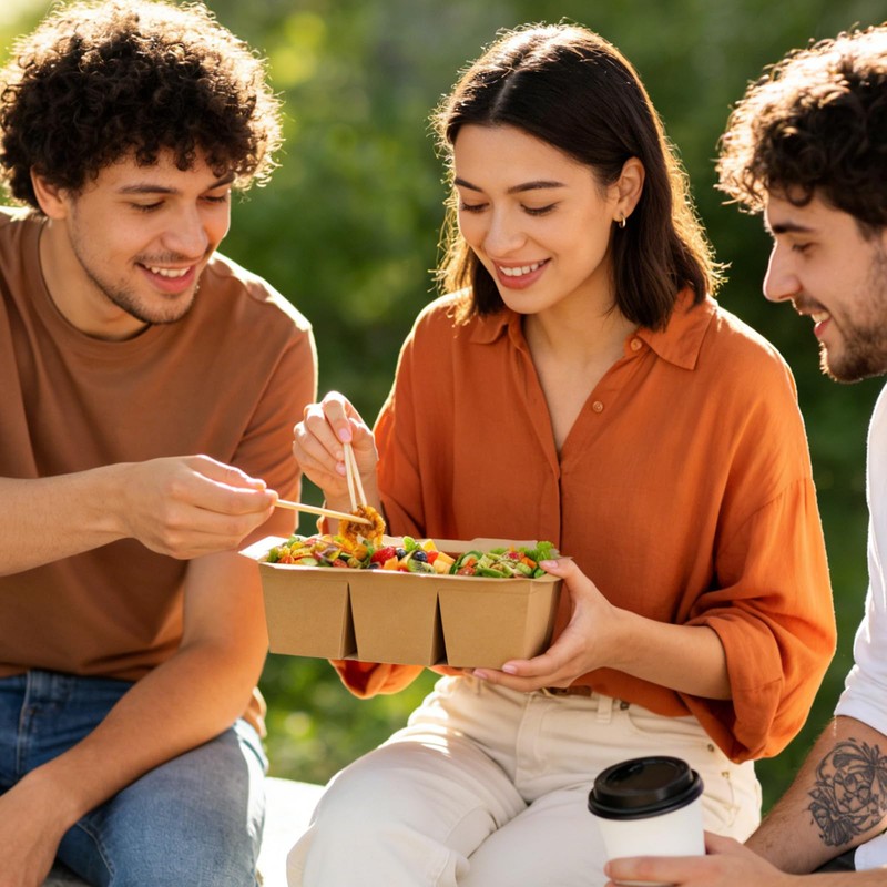 30 Pack 50 oz Paper To Go Containers, 3 Compartment