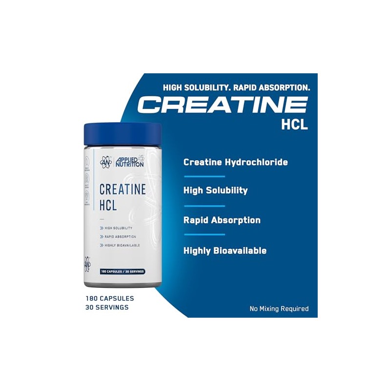 Applied Nutrition Creatine HCL Capsules, 3g Creatine Per Serving, Creatine