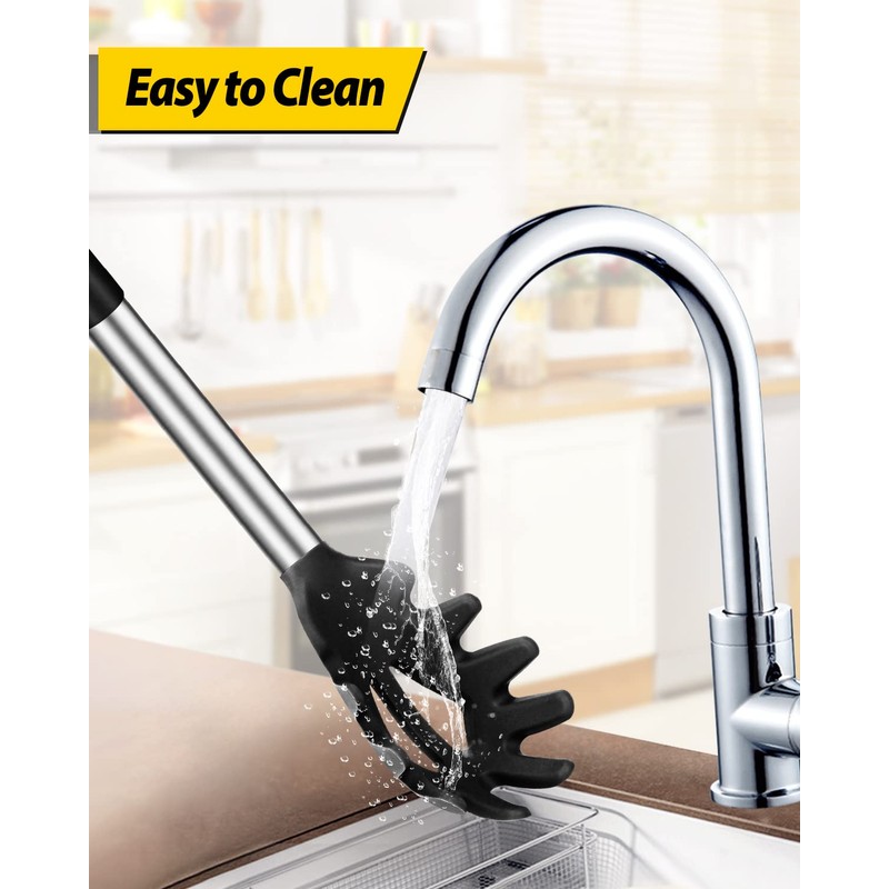 Silicone Pasta Fork and Ladle Spoon Set, Large Non Stick