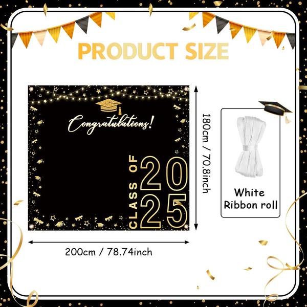 AIBIIN Class of 2025 Graduations Black Gold Congratulations Graduation Party