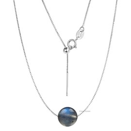 Erliway Healing Crystal Pendant Necklace for Women, 925 Sterling Silver Chain with 10mm A+ Grade Crystal Bead, 45cm Adjustable Length Healing Necklace Jewelry Gift for Women Girls, Stone Sterling