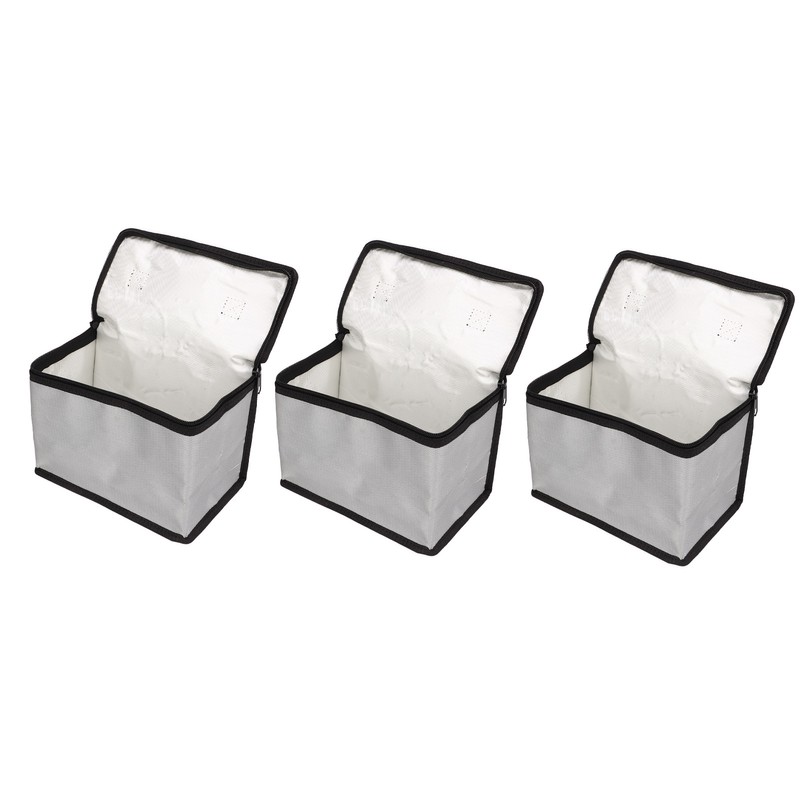 3PCS Lithium Battery Bag with Zipper Portable Fireproof Explosionproof Battery