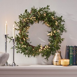 Seasonal Wreath with Assorted Foliage and Artificial Flowers for Door Reefs, Indoor Walls and Outdoor Decorations (29" Snowberry Wreath)