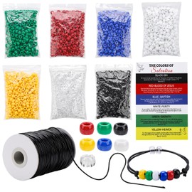 1400 Pcs Plan of Salvation Bracelet Kit Gospel Bracelets Salvation Cards with 200 Bulk Plan of Salvation Cards and 100 Yards Waxed Cotton Thread Cord Christian Teaching Kits