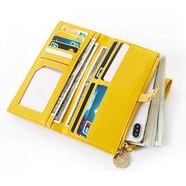 Women's Wristlet Wallet PU Leather Clutch Purse with Wrist Strap Hand Bag for Cell Phone (Gray)