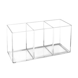 Daxilonyz Acrylic Cutlery Organizer, 3-Sectio Clear Plastic Utensil Storage Caddy for Kitchen Countertop, Holds Forks, Knives & Spoons (1 Pcs, 7.1 x 2.6 x 3.5 in)