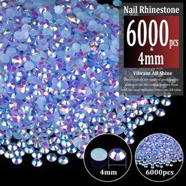 6000pcs 4mm Resin Rhinestones Bulk, Sky Blue AB Flatback Round Jelly Rhinestones Bedazzling Non Hotfix Crystal Gems Large Quantity Wholesale for DIY Crafts Clothes Tumblers Face Makeup Manicure