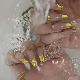 QQPPOLIU Square Long Press on Nails,Fake Nails with Designs