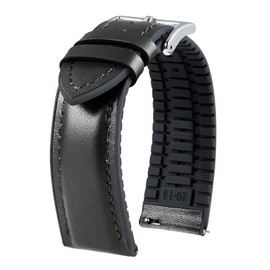 Binlun Leather Watch Band, Inside Layer Rubber is Breathable. 0.5 - 0.9 in (14 - 22 mm), Hybrid Quick Release Watch Strap, Smart Watch Strap, Unisex Use, 6 Colors Available, Faux Leather Rubber, No