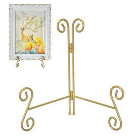 UoYeet Plate Stand 12 Inch Gold Display Plate Holder, Collapsible Iron Plate Stands for Display, Folding Display Easel for Photo, Pictures, Decorative Plate and Artwork (12-Inch, 2-Pack)