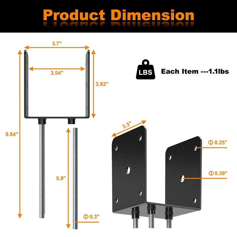 FMhotu 4x4 Concrete Post Base(2 PCS), Deck Post Base Holder