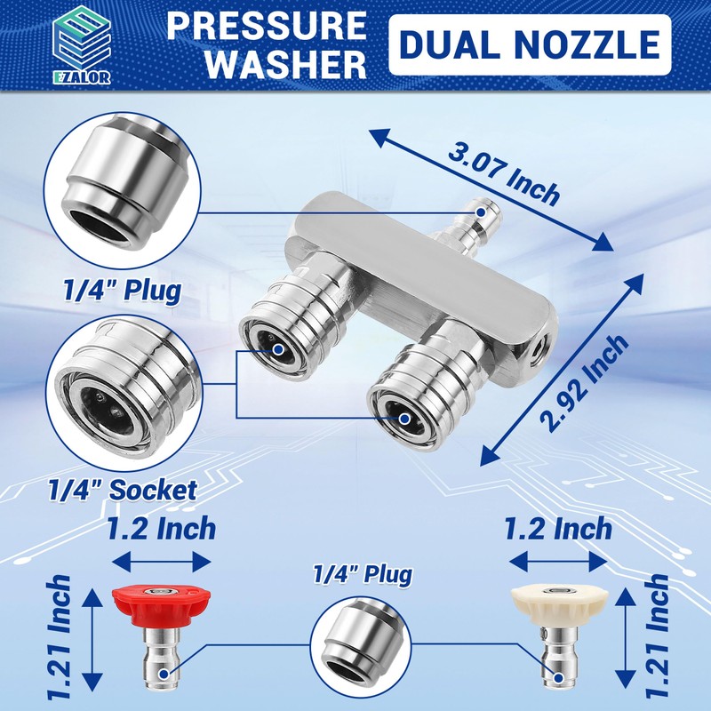 EZALOR Pressure Washer Tips, 2-in-1 Power Washer Nozzle Tip, Dual