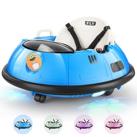 Hikole Electric Bumper Car for Kids, Baby Bumping Toy Car with Remote Control, Flashing LED Lights, 360 Degree Spin, Safety Belt, Gift for Boys Girls, Blue