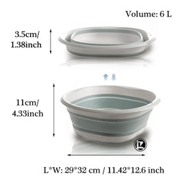 ZatRuiZE Square Folding Hand Wash Basin 6L Collapsible Washing Up Bowl Portable Washbasin Camping & Hiking Water Storage Folding Basin