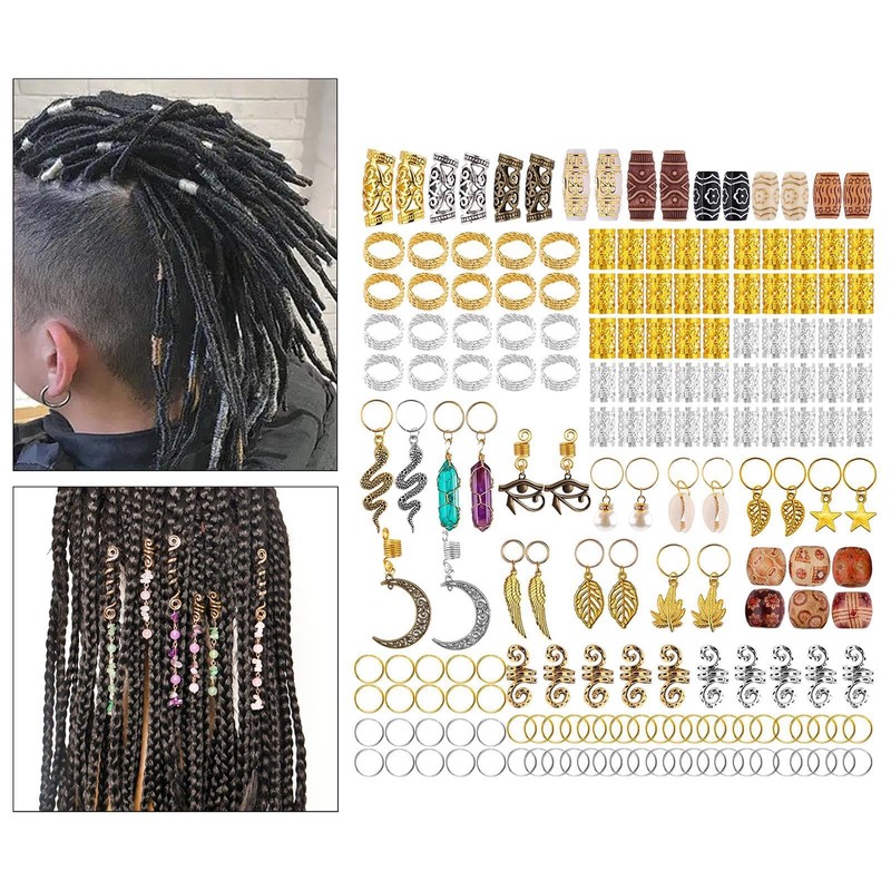 perfeclan 184 x Dreadlock Hair Accessories, Hair Cuffs, Hair Buckles,