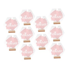 FUNOMOCYA 10pcs Wedding Place Sign Hexagonal Table Numbers with Wooden Base Decorative Table Numbers for Events Birthday Christmas Thanksgiving