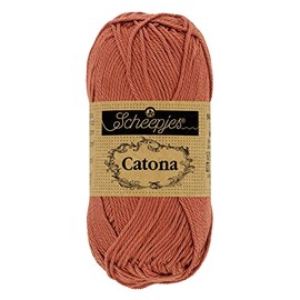 Scheepjes Catona 50 g (1.76 oz) 504 Brick Red - Mercerized Cotton Yarn for Crochet and Knitting, 1 Ball