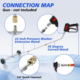 RIDGE WASHER Pressure Washer Undercarriage Cleaner, 24 Inch Undercarriage Car Washer, Under Car Pressure Washer Attachment with 3 Pcs Extension Wand, 4000 PSI
