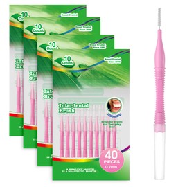Annauiy I-Shaped Interdental Brushes, Standard, Pack of 40, Reusable, 0.7 mm, Teeth Cleaning Spaces, for People with Medium Gaps