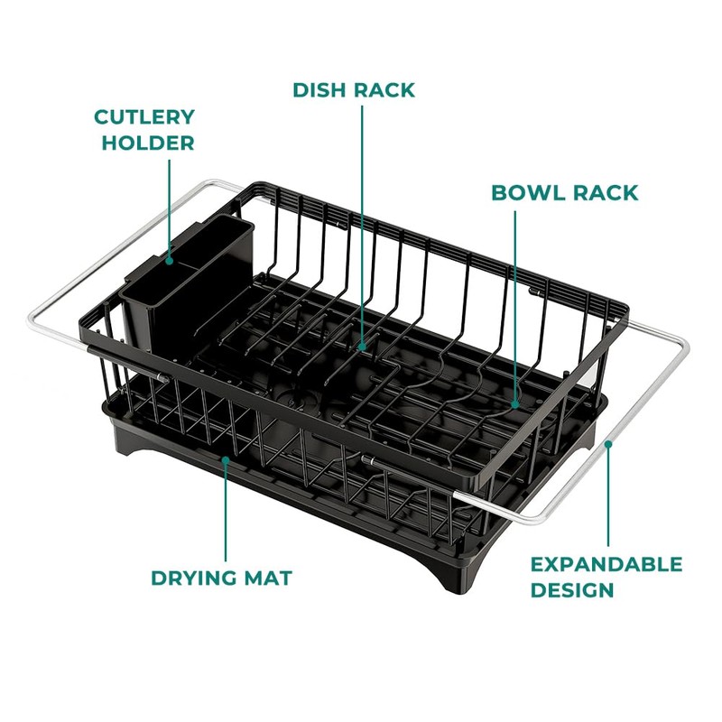 HANLE Small Dish Drying Rack in Sink, Expandable Stainless Steel