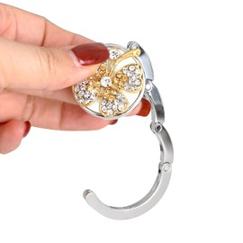 5PCS Different Pattern Foldable Handbag Hook Folding Section Storage Handbag Hook Hanger Holder Under Tables Fashion Foldable bag hook Mixed Set