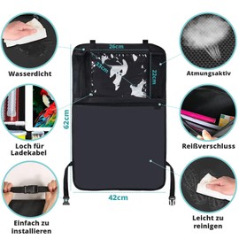 Children's Car Seat Back Protector - (1 Piece 70 x 45.5 cm) - Car Seat Protection Back Children with Storage Bag - Good Quality