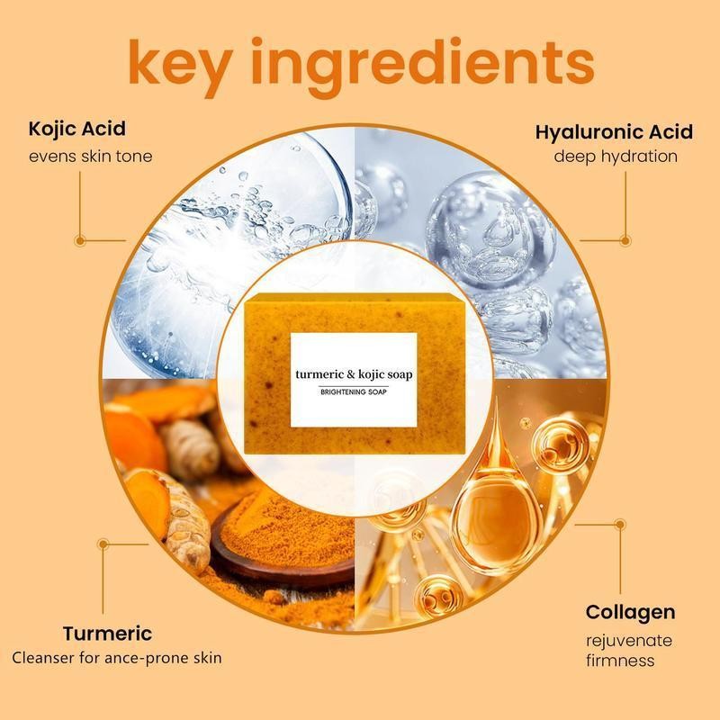 JAYSUING 3PCS Turmeric & Kojic Acid Brightening Soap, Kojic Acid