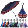 Wxjiahetai Inverted Reverse Umbrella with C-shaped Handle Windproof Upside Down
