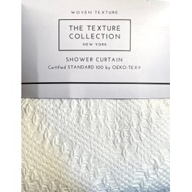 The Texture Collection Fabric Shower Curtain Solid White, with a Wavy Ruched Textured Pattern 100% Cotton