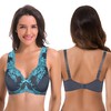 Curve Muse, Women's Minimizer, Unlined Underwired Bra with Lace Embroidery,