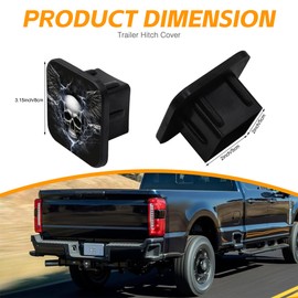 Sutmore Trailer Hitch Cover, Skull with Wings on Black Lightning Hitch Cover Rubber Towing Hitch Plug Covers, Square 2 Inch Receiver Tube Plug Cap for Trucks Cars SUVs