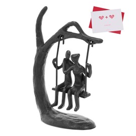 Hanna Roberts Couple Sculptures Cast Iron Gift for Anniversaries,Romantic Love for Each Other Couple Statue, Black Metal Couple Statue Sweet Love for Each Other Iron Sculpture Decoration ﻿