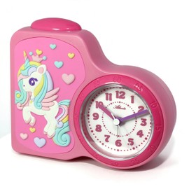 Atlanta Unicorn Children's Alarm Clock without Ticking for Girls Pink + Eraser - 2145/17 Wheel
