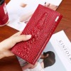 Men Women Embossed Crocodile Pattern Clutch Wallet Long Card Holder
