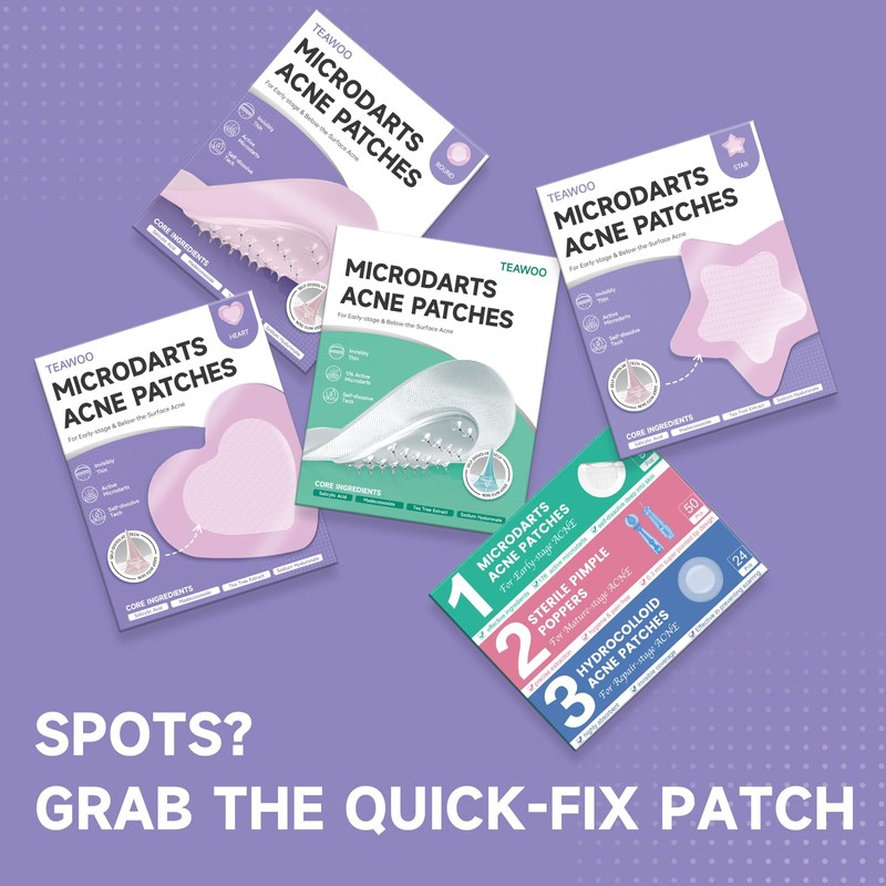 36-Count Microdart Acne Patches, Cute Round-shaped microdart pimple patch