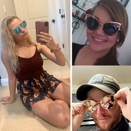 DQbhzh Oversized Cat Eye Sunglasses for Women Men Trendy Retro Large Cateye Luxottica Sunglasses Metal Frame High End Fashion Unique Cute Cool Sun Glasses UV400 Shades Gold Light Brown Mirrored Lens