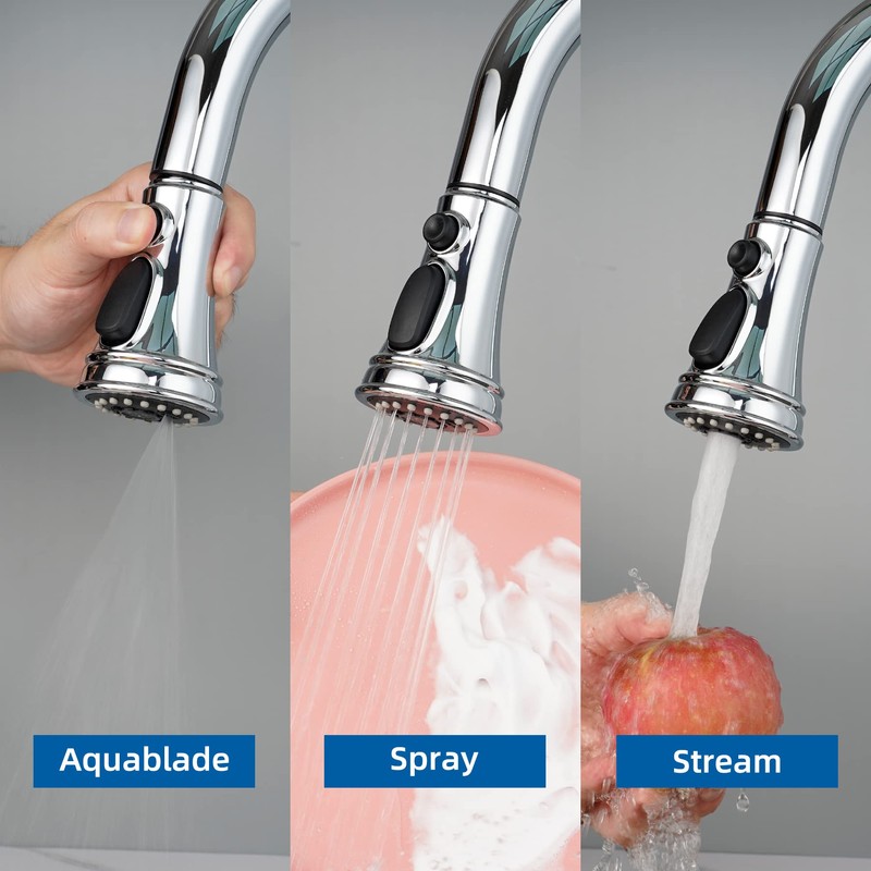 Hibbent 3 Modes Shower Head Kitchen Tap Replacement Pull-Out Shower