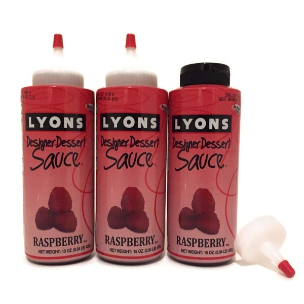 Raspberry Syrups - Lyons Dessert Sauces with Designer Tips (15 Ounces - Pack of 3)