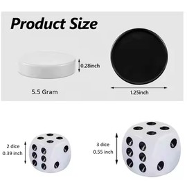 FAMA.store 30 Pieces Backgammon Checkers Replacement Set Checker Board Games Playing Game Chips with 5 Dice Come with Drawstring Storage Pouch (Red&Ivory 1.25 inch)