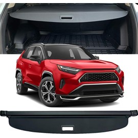 Carrep Cargo Cover, Trunk Cover Retractable, Durable Cargo Protector Shade for 2019 2020 2021 2022 2023 2024 2025 RAV4 - Premium Fit, Easy Installation, Anti-Theft Design (Black Leather, 19-25 RAV4)