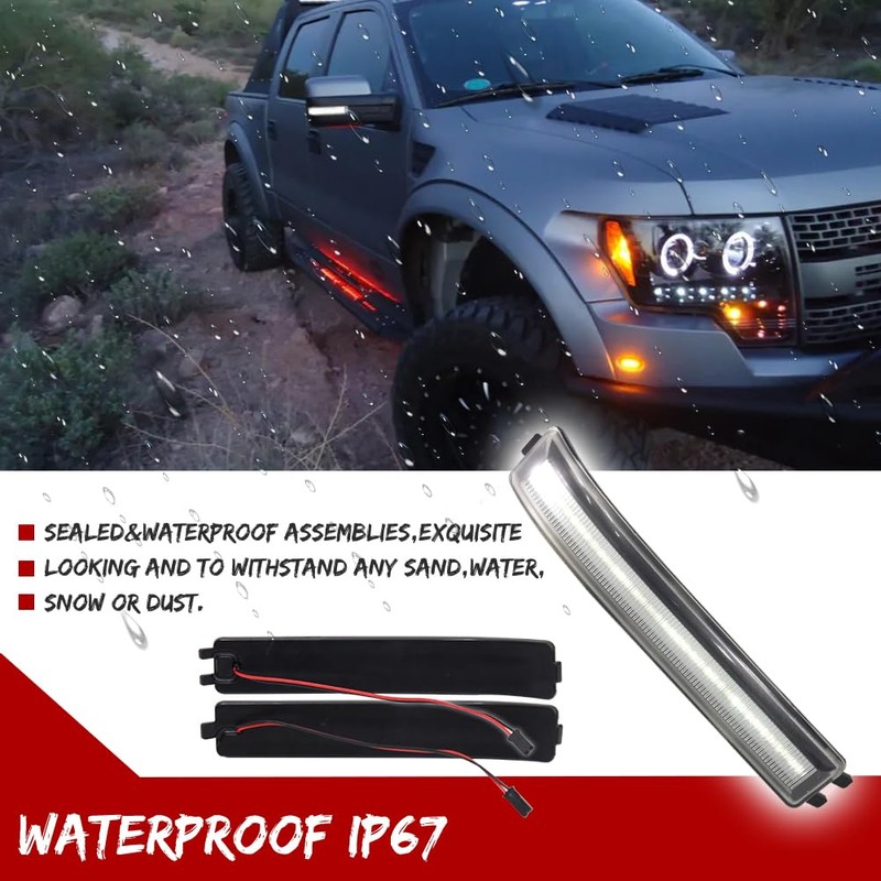GTINTHEBOX Clear Lens White Led Side Mirror Marker Turn Signal