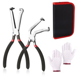 Lyreh 2pcs Electrical Disconnect Pliers, Straight & Bend-Head Electrical Automotive Hose Connector Pliers Fuel Line Tools for Push Tab Style Plugs Car Repair Tool