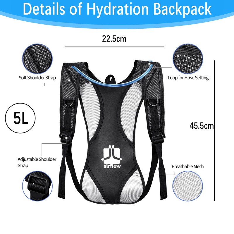 XFLYP Hydration Backpack with 2L Hydration Bladder, 5L Ultralight Hydration