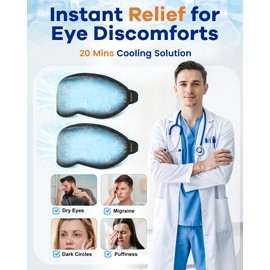 3D Contoured Cooling Eye Mask for Puffy Eyes Migraines (2 Pack)