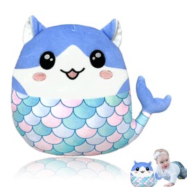 POPOYU Mermaid Stuffed Animal Plush Pillow,Mermaid Pillows for Boys Girls,Soft Hugging Pillow Cute Mermaid Plush Toy for Kids Birthday Christmas Party Favor Gift,Sofa Bedroom Kids Room Decorations