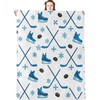 jwyta Hockey Flannel Blanket,Blue Sport Throw with Skate,Puck,Stick and Snowflake,Lightweight