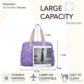 Malirona Foldable Gym Travel Duffel Bag Tote for Spirit Airlines Carry on Bag Carry-on Bag for Travel, Gym, Work, Weekender Overnight for Women and Girls (Purple)